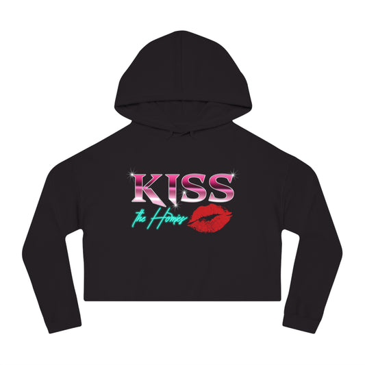 KISS the Homies Pink/Silver/Teal Cropped Hoodie